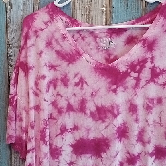 115 NWT Time and Tru Pink and White Tie-dye Sz XL - Picture 2 of 7